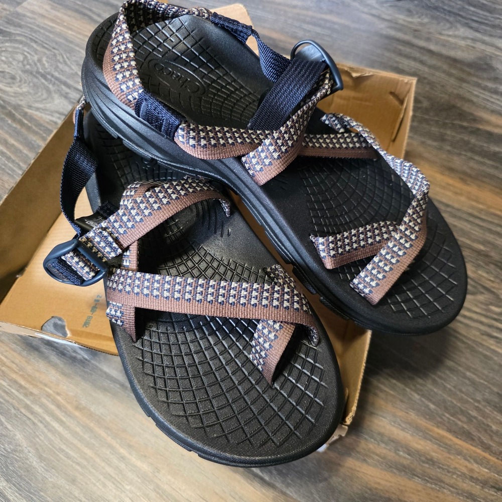 Chaco Mens Zvolv 2 Sandal Traction Pinecone Brown Blue J106583 Size 10